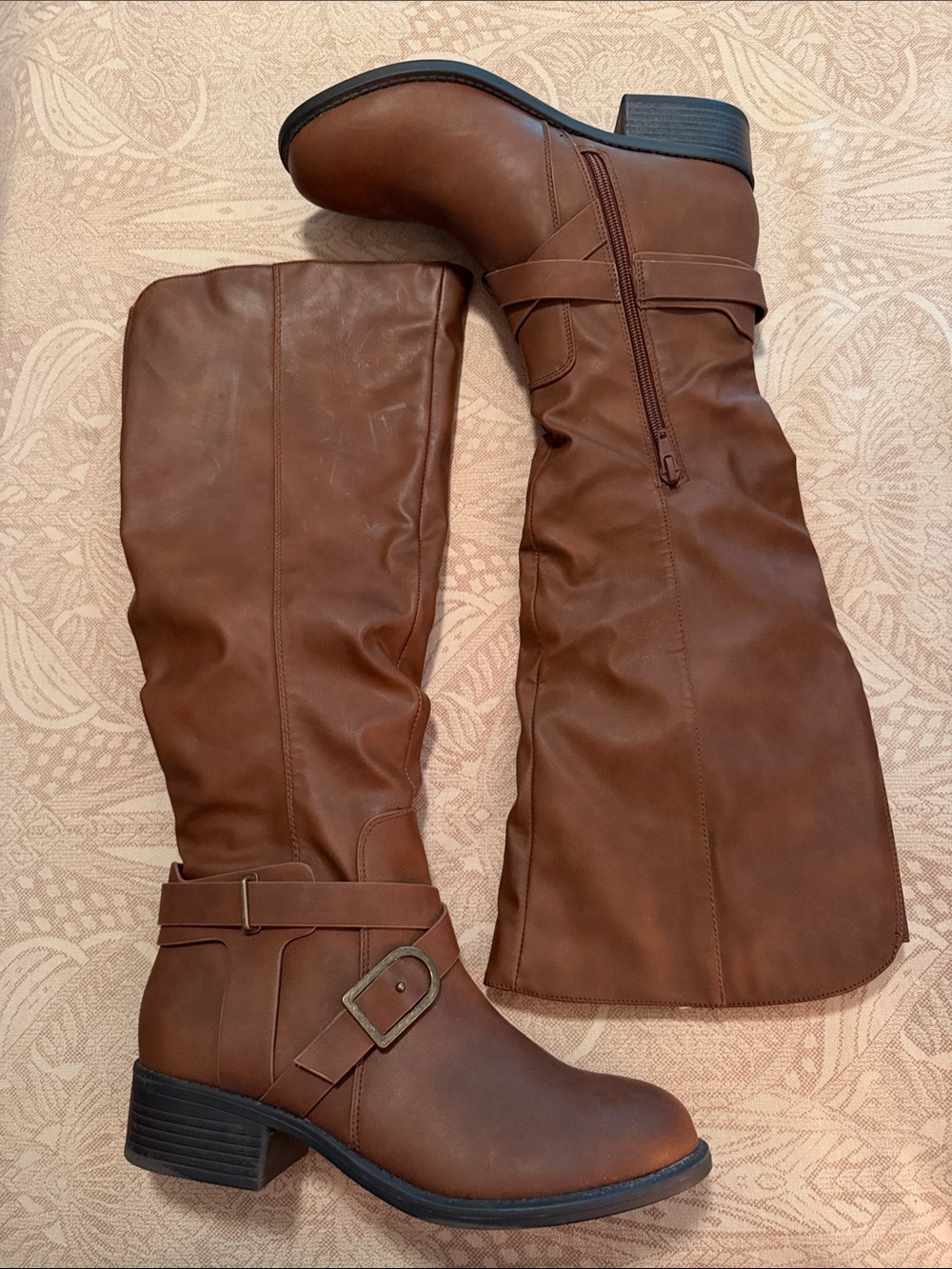 Apt. 9 Tan Brown Knee-High Buckle Riding Boots